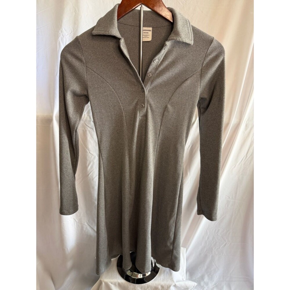 Long Sleeve Polo Dress Heather Gray - XXS
